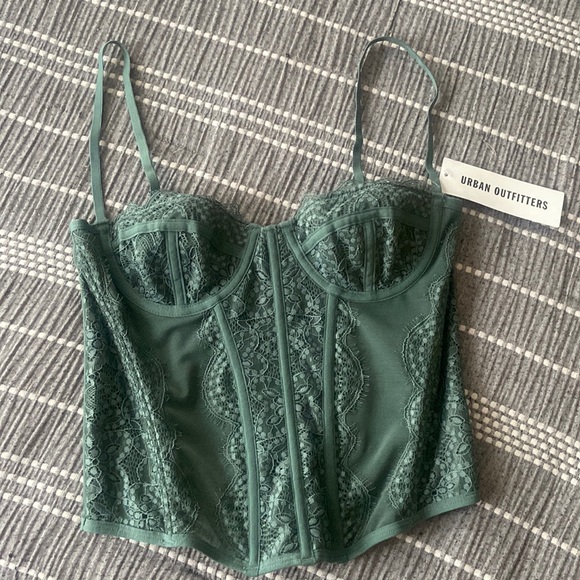 Urban Outfitters Other - Urban Outfitters Green Lace Corset Bralette